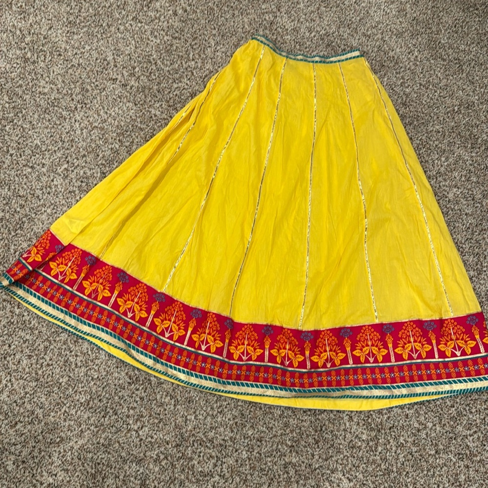 Girls lehenga skirt in yellow,  red and gold size 12-14